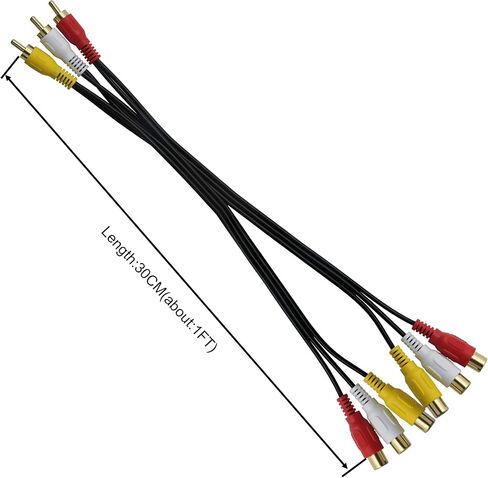 GINTOOYUN 3 RCA Female to 6 RCA Male Audio Video Splitter Cable Composite Extension AV Adapter for TV,DVD,Set-Top Box,Etc.-1FT. in Saudi Arabia