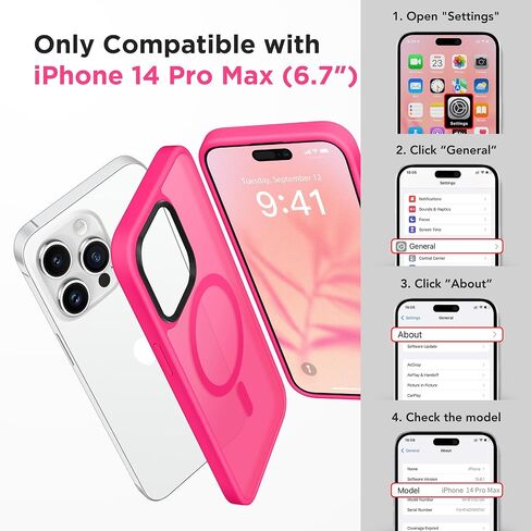 GONEZ Magnetic for iPhone 14 Pro Max Case,Compatible with MagSafe,[2 Screen Protector & 2 Camera Cover][Anti-Fingerprint] Slim Translucent Matte Back Shockproof Phone Protective Case(Baby Blue) in Saudi Arabia