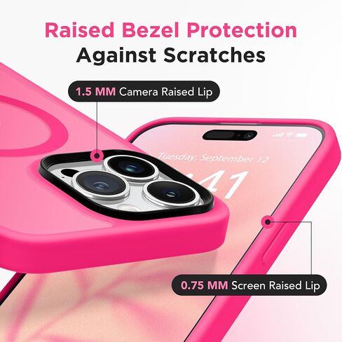 GONEZ Magnetic for iPhone 14 Pro Max Case,Compatible with MagSafe,[2 Screen Protector & 2 Camera Cover][Anti-Fingerprint] Slim Translucent Matte Back Shockproof Phone Protective Case(Baby Blue) in Saudi Arabia