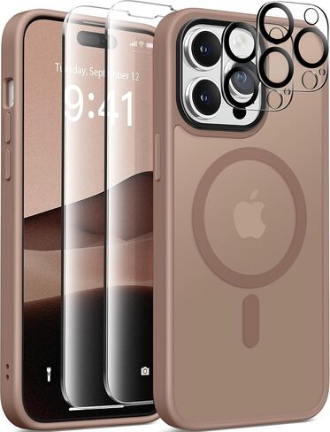 GONEZ Magnetic for iPhone 14 Pro Max Case,Compatible with MagSafe,[2 Screen Protector & 2 Camera Cover][Anti-Fingerprint] Slim Translucent Matte Back Shockproof Phone Protective Case(Baby Blue) in Saudi Arabia