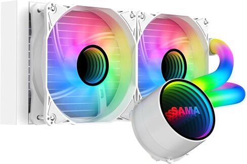 SAMA 240mm Cpu Liquid Cooler ARGB AIO Infinity Mirror Aluminum Radiator Water Cooler PWM Fan for Intel AMD Black in Saudi Arabia