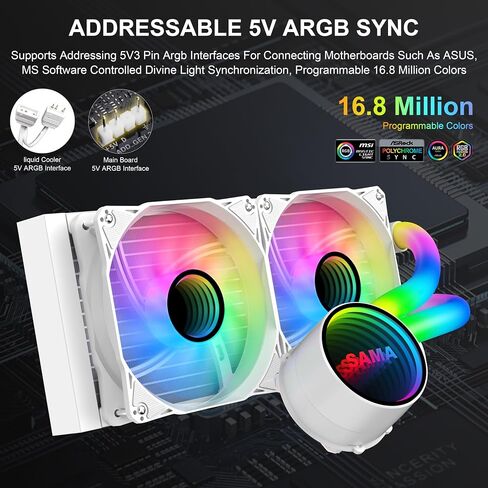 SAMA 240mm Cpu Liquid Cooler ARGB AIO Infinity Mirror Aluminum Radiator Water Cooler PWM Fan for Intel AMD Black in Saudi Arabia