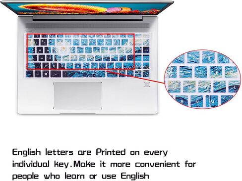 HRH Silicone Keyboard Cover for HP 14" Laptop 2020 2019 2018,Pavilion x360 14M-BA 14M-CD 14M-DH 14-BA 14-BF 14-cm 14-CF 14-DF 14-DK 14-DS 14-DQ 14 Inch(with Squared Keypad),Creative Rainbow Font in Saudi Arabia