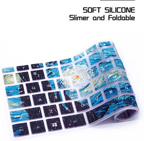HRH Silicone Keyboard Cover for HP 14" Laptop 2020 2019 2018,Pavilion x360 14M-BA 14M-CD 14M-DH 14-BA 14-BF 14-cm 14-CF 14-DF 14-DK 14-DS 14-DQ 14 Inch(with Squared Keypad),Creative Rainbow Font in Saudi Arabia