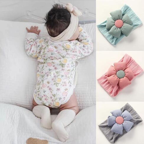 6Pcs Baby Girls Flower Headbands Handmade Soft Stretchy Nylon Hair Band Hair Accessories for Newborn Baby Girls Toddler Kids (Warm Color) in Saudi Arabia