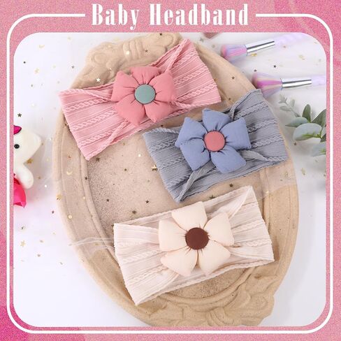 6Pcs Baby Girls Flower Headbands Handmade Soft Stretchy Nylon Hair Band Hair Accessories for Newborn Baby Girls Toddler Kids (Warm Color) in Saudi Arabia