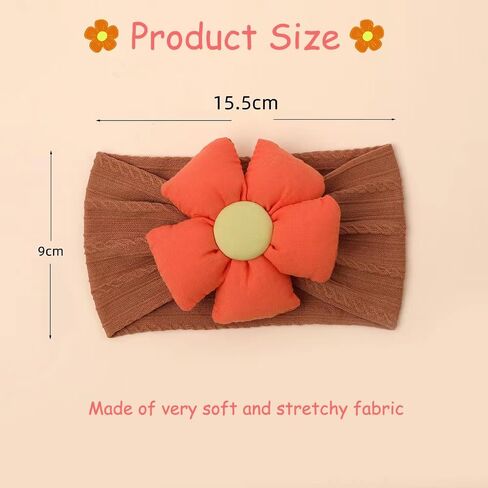 6Pcs Baby Girls Flower Headbands Handmade Soft Stretchy Nylon Hair Band Hair Accessories for Newborn Baby Girls Toddler Kids (Warm Color) in Saudi Arabia