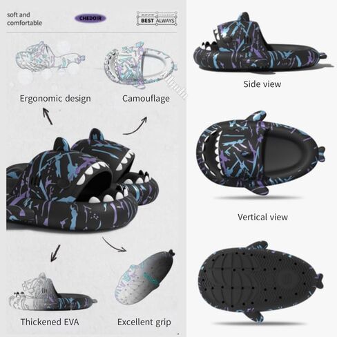 allgala Shark Slides for Women Men and Big Kids Novelty Soft Slippers Open Toe Shark Sandals Cushioned Slides Beach Pool Shower Cruise Slippers with Comfy Cushioned Thick Sole in Saudi Arabia