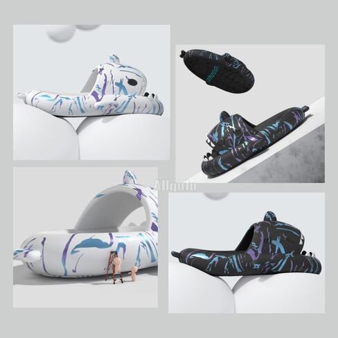 allgala Shark Slides for Women Men and Big Kids Novelty Soft Slippers Open Toe Shark Sandals Cushioned Slides Beach Pool Shower Cruise Slippers with Comfy Cushioned Thick Sole in Saudi Arabia