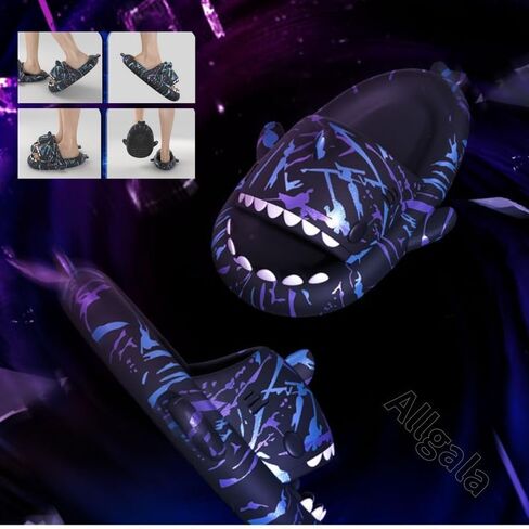 allgala Shark Slides for Women Men and Big Kids Novelty Soft Slippers Open Toe Shark Sandals Cushioned Slides Beach Pool Shower Cruise Slippers with Comfy Cushioned Thick Sole in Saudi Arabia