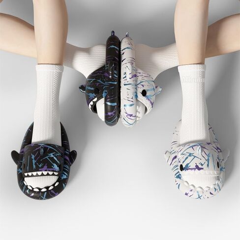 allgala Shark Slides for Women Men and Big Kids Novelty Soft Slippers Open Toe Shark Sandals Cushioned Slides Beach Pool Shower Cruise Slippers with Comfy Cushioned Thick Sole in Saudi Arabia