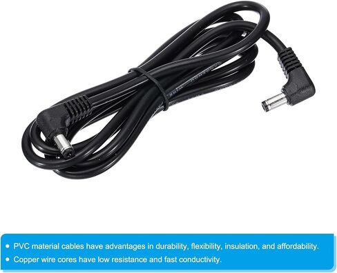 PATIKIL 2Ft 5.5mm x 2.5mm Male to Male DC Power Cable, 18AWG Wire Adapter 90 Degree Right Angle Extension Cord for LED Strip DVR Router Surveillance Camera in Kuwait