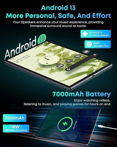 تابلت CHUWI 2024 2K للألعاب مقاس 10.51 بوصة، وذاكرة وصول عشوائي 12 جيجا بايت وذاكرة قراءة فقط 128 جيجا بايت، Unisoc T616، Android 13 Tablet، 4G LTE، توسيع 1 تيرابايت، كاميرا ثلاثية 13 ميجابكسل، Widevine L1، BT5.0، 7000 مللي أمبير في الساعة، GPS، 5G WiFi،  in Kuwait