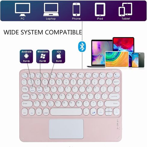 Wireless Bluetooth Keyboard, 10-inch Portable Rechargeable Keyboard with Touchpad Ultrathin Bluetooth Keyboard for iOS/Android/Windows Tablet, Computer and Phone Universal(Black) in Kuwait