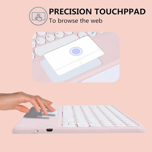 Wireless Bluetooth Keyboard, 10-inch Portable Rechargeable Keyboard with Touchpad Ultrathin Bluetooth Keyboard for iOS/Android/Windows Tablet, Computer and Phone Universal(Black) in Kuwait