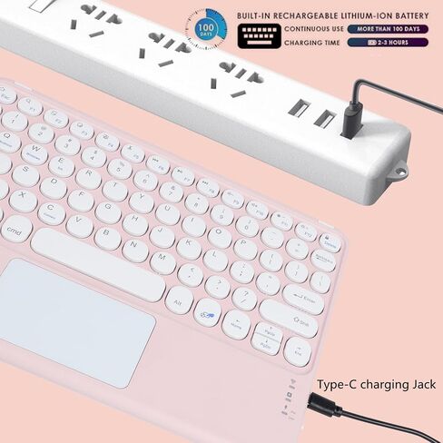 Wireless Bluetooth Keyboard, 10-inch Portable Rechargeable Keyboard with Touchpad Ultrathin Bluetooth Keyboard for iOS/Android/Windows Tablet, Computer and Phone Universal(Black) in Kuwait
