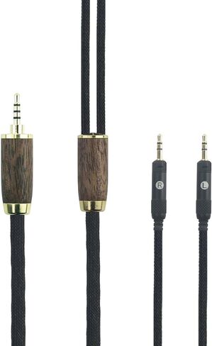 كابل ترقية الصوت البديل المتوازن NewFantasia 2.5 مم متوافق مع سماعات الرأس الاحترافية Audio-Technica ATH-R70x 6N OCC سلك نحاسي مطلي بالفضة وغطاء من خشب الجوز in Saudi Arabia