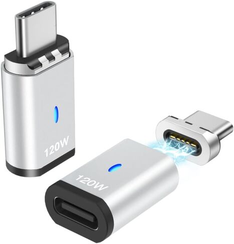 USB C Magnetic Adapter Straight, Magnetic USB C Adapter - 2 Tips 120w Fast Charging 5Pin 480Mbps Data Transmission, Black in Saudi Arabia