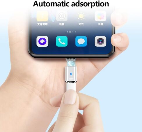 USB C Magnetic Adapter Straight, Magnetic USB C Adapter - 2 Tips 120w Fast Charging 5Pin 480Mbps Data Transmission, Black in Saudi Arabia