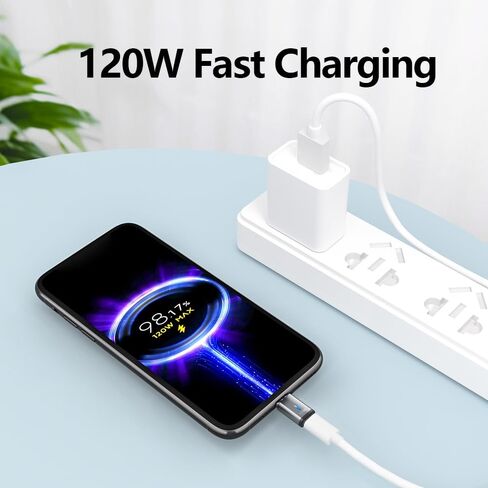 USB C Magnetic Adapter Straight, Magnetic USB C Adapter - 2 Tips 120w Fast Charging 5Pin 480Mbps Data Transmission, Black in Saudi Arabia