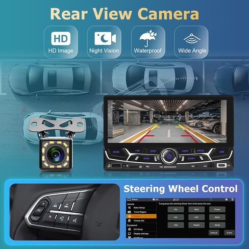 Hodozzy Wireless Carplay & Android Auto Double Din Car Stereo, 6.86" HD Touch Screen Bluetooth Car Audio Receiver with Backup Camera Mirror Link EQ FM SWC, Support TF/USB/U Disk/AUX/TYPE-C Charging in Saudi Arabia