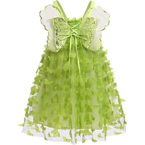IDOPIP Baby Girls 3D Butterfly Tutu Dress Summer Sleeveless Princess Birthday Party Dresses Toddler Pageant Smocked Sundress