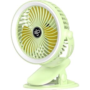 Clip Fan, USB Desk Fan with Ring Light, 720° Rotation Three-speed Wind Power Adjustment, Outdoor Camping Fan Light Suitable for Home Bedroom Kitchen Desk Outdoor Travel Camping (White)