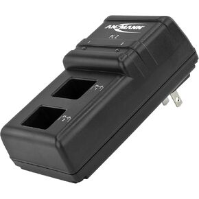 ANSMANN 9V battery charger Powerline 2 for 1-2 NiMH / NiCd rechargeable batteries 9 Volt - 2 bay Individual cell recharger for rechargeable 9V batteries + 2-Pack 300mAh 9V batteries