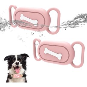 Seltureone Galaxy SmartTag 2 Collar Holder for Dogs and Cats Flexible Silicone Galaxy SmartTag 2 Case Holder, Ultra Easy to Clean SmartTag 2 Silicone Case for Pet Tracking - Bone Pattern(Black,Black)