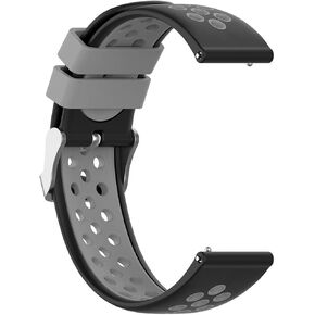 for Garmin Vivoactive 4S Replacement Wrist Band - 18mm Dual-Colors Replacement Silicone Wrist Band Strap For Garmin Vivoactive 4S/ TicWatch Mobvoi C2(Silicone Black + Gray)
