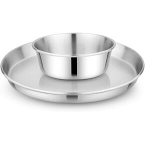 Children's 304 Stainless Steel Four (4) Piece Plate Set, 21 cm, Matte Finish, Plates for Kids, Toxin Free Stainless Steel Dinnerware Set, Non-Divided Plates, 100% BPA Free
