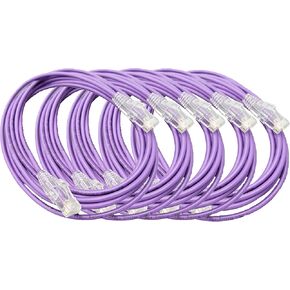 3 Feet Cat6A Ultra Slim Patch (28AWG) Cable (Purple) 5-Pack (E09-003P-SL5)