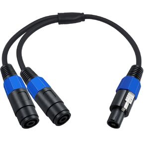 Poyiccot Speakon Splitter Cable 1 Female to 2 Male Speaker Break Out Cable, 22 AWG Speakon Extension Cable for DJ PA Stage Loudspeaker Amplifier Copper Cord with Twist Lock, 1.5ft