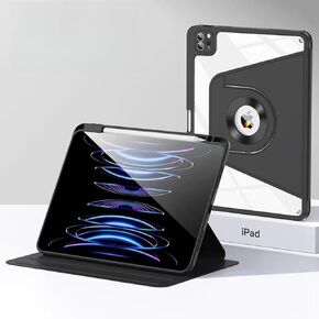 iPad 9.7" 5th / 6th Generation Case, Rotating Magnetic Detachable Protective Rotatable Stand Slim Clear Cover with Pencil Holder for iPad 9.7 Inch 2018/2017 /Air 2 / Air (Black, iPad6/iPad5/Air2/Air)