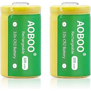 AOBOO 4pcs 3V CR2 Rechargeable Battery, 300Mah Camera Battery, CR15H270 with USB Charger,for Mini25 Camera, Electric, and Other Equipment(4Pcs & Charger)
