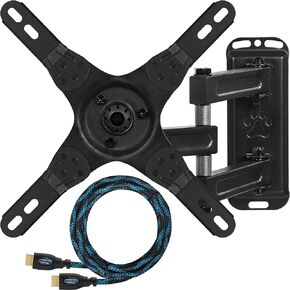 Cheetah Mounts ALAMEB Articulating Arm (15" Extension) TV Wall Mount Bracket for 12-37" Displays up to VESA 200 and up to 40lbs, Includes a Twisted Veins 10’ HDMI Cable