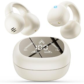 Ear Clip Earbuds True Wireless Bluetooth Headphones, Mini Bone Conduction Earphones Open Ear Headphones for Sport Running Workout Driving Compatible with iPhone Android (Black)