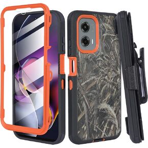 Designed for Samsung Galaxy A55 5G 2024 Case with Belt Clip Holster, Built-in Screen, Anti-Drop, Shockproof, with Kickstand, Heavy Duty Protection (Black)