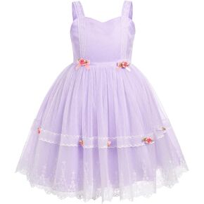 IDOPIP Baby Girls Lace Flower Tutu Dress Summer Sleeveless Princess Birthday Party Dresses Toddler Pageant Tulle Sundress 1-6