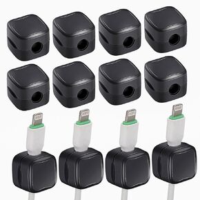 12 Pack Magnetic Cord Organizer Clips, Adhesive Cable Management Wire Clips, Phone USB Charger Holder for Desk, Car, Nightstand, Black