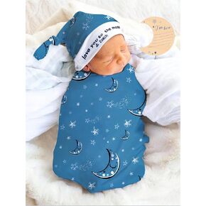 Baby Swaddle Blanket and Headband Set, Newborn Receiving Blanket Swaddle Wrap for Girls and Boys, Swaddling Blankets Neutral for Newborn， Soft and Skin-Friendly 32 * 32 inches (StarMoon White)