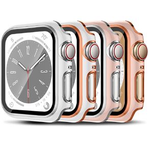 4 Pack Cases for Apple Watch Case 40mm iWatch Screen Protector 40mm Women Men, Built in Tempered Glass Screen Protector Ultra-Thin Bumper Full Coverage for Apple watch Cover Series 6 5 4 SE SE2