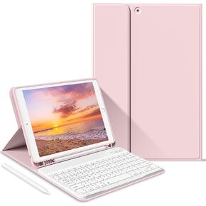 JKSML Keyboard Case for iPad 9th Generation/8th Gen/7th iPad Keyboard Case, Bluetooth Keyboard for iPad 9 8 7 Generation Case 10.2 inch 2021/2020/2019, Built-in Pencil Holder, Pink