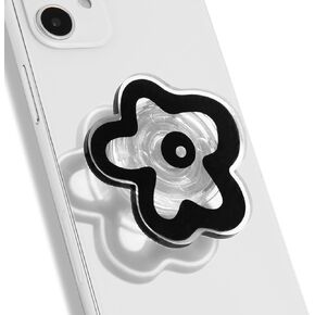 OnTheGrip Cute Transparent Daisy Flower Shape Design Mobile Phone Grip Compatible with Magsafe Multi Functional Collapsible Stand Holder for Smartphone Tablet Cell Phone Accessory (Coral)
