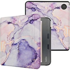 Caweet Case for Kobo Libra Colour (Model:N428, 2024 Release), Ultra Lightweight PU Leather Shell Cover with Auto Wake/Sleep, Almond Blossom