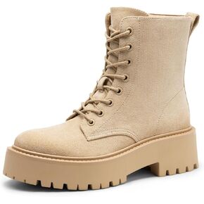 DREAM PAIRS Women's Lace up Combat Ankle Boots Fashion Lug Sole Platform Booties Shoes