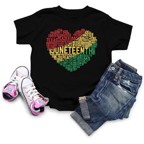 Juneteenth Shirts for Toddler Boys Girls June 19th Black History Shirt Celebrate American African Freedom Tops