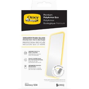 OtterBox Samsung Galaxy S24 Screen Protector Polyarmor Premium - CLEAR, 60% recycled material, vivid clarity, true touch response, easy installation