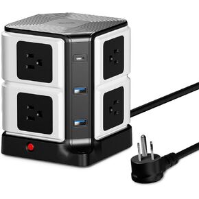 BESTEK USB Power Strip 8-Outlet Surge Protector 1500 Joules with 40W/8A 6 USB Charging Station, Etl Listed, Dorm Room Accessories