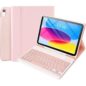iPad 10th Generation Case with Wireless Bluetooth Keyboard 2022, Built-in Pencil Holder - iPad 10th Gen 10.9 Inch Keyboard Case Cover Model A2696/A2757/A2777- Skyblue